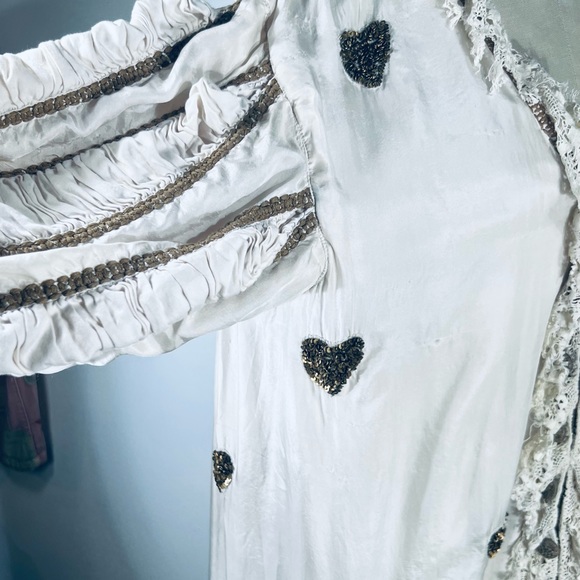 Magnolia Pearl Monique lined Silk Coat Applique Sequin Hearts. NWT O/S - Picture 8 of 12